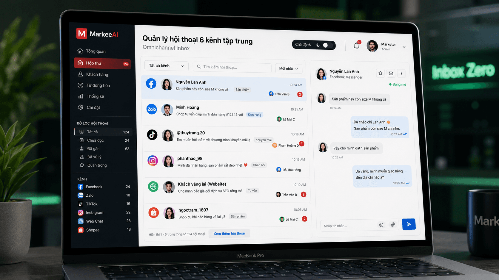 Markee unified inbox screenshot