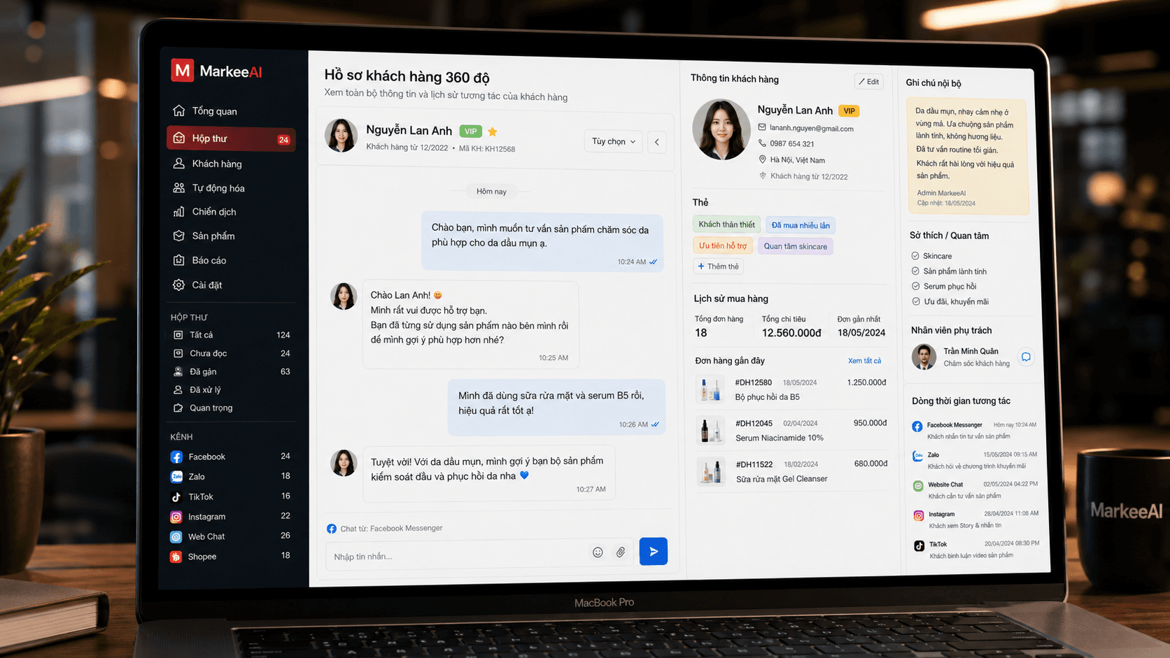 Markee CRM and customer context visual
